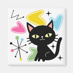 Mid Century black cat Magnet
