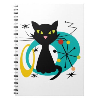 Mid Century Black Cat Notebook by BattaAnastasia at Zazzle