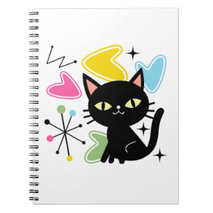 Mid Century black cat Notebook
