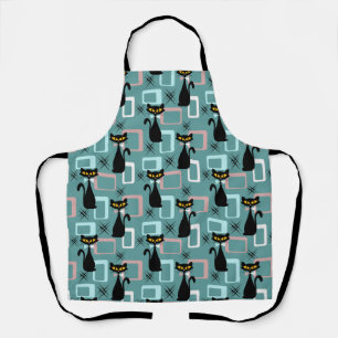 Mid Century black cat pattern Apron