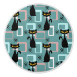 Mid Century black cat pattern Ceramic Knob