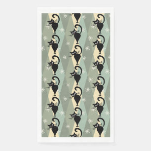 Mid Century black cat pattern Paper Guest Towels