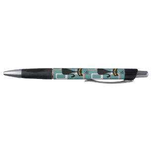 Mid Century black cat pattern Pen