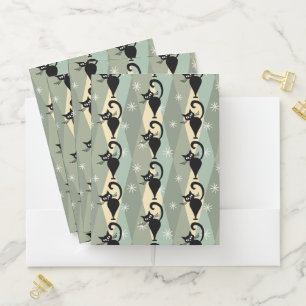 Mid Century black cat pattern Pocket Folder