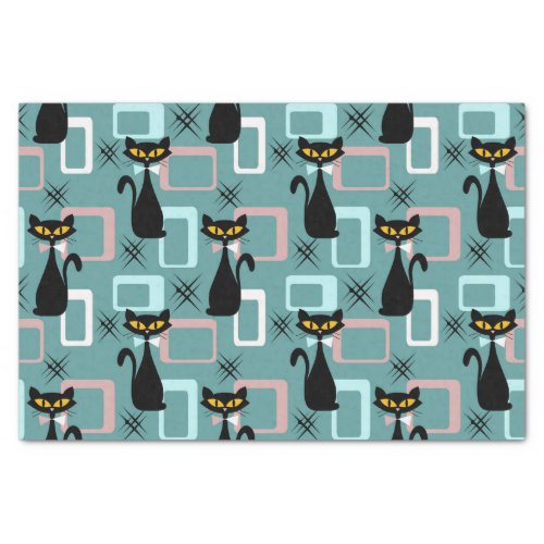 Mid Century black cat pattern Tissue Paper