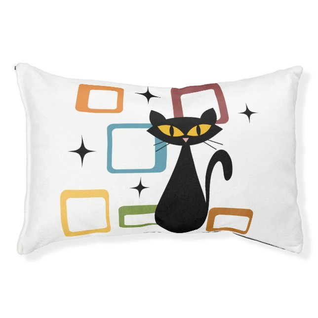 Mid Century black cat Pet Bed (Front)