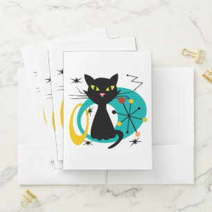 Mid Century black cat Pocket Folder