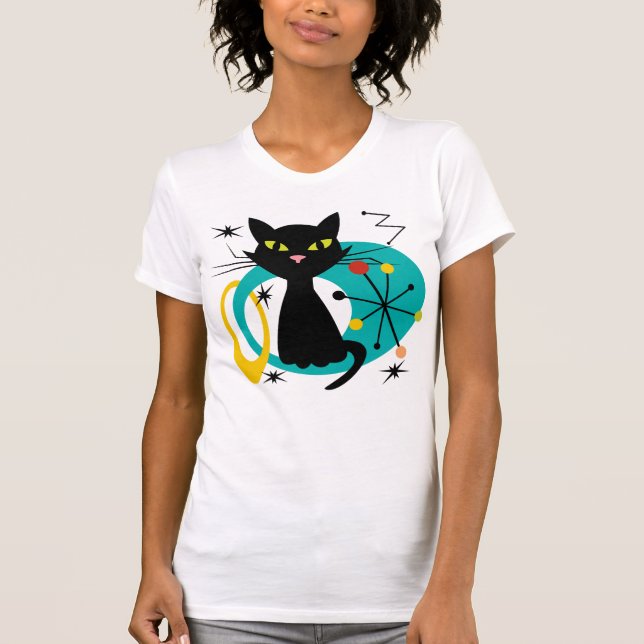 Mid Century black cat T-Shirt (Front)