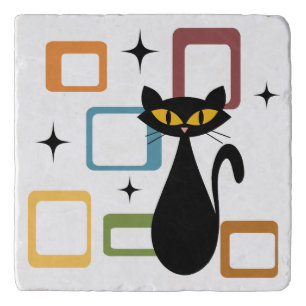 Mid Century black cat Trivet
