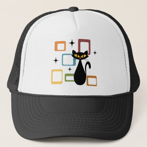 Mid Century black cat Trucker Hat