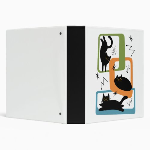 Mid Century black cats 3 Ring Binder