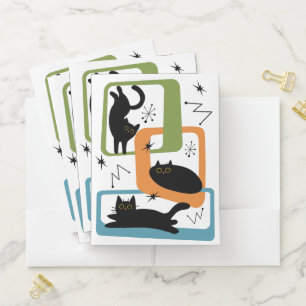 Mid Century black cats Pocket Folder