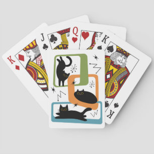 Mid Century black cats Poker Cards