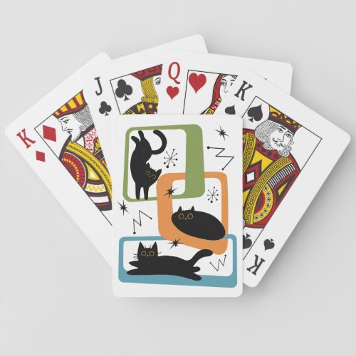 Mid Century black cats Poker Cards