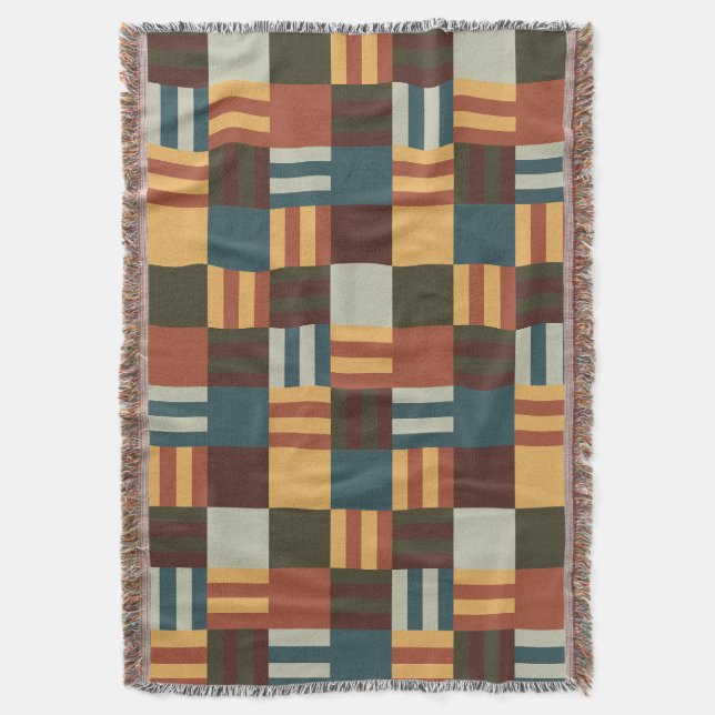 Mid Century Blocks Throw Blanket (Front Vertical)