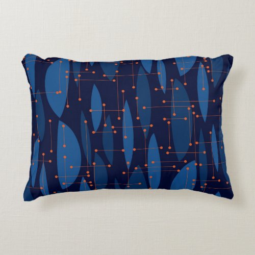 Mid_Century Blue Atomic Seamless Pattern Accent Pillow