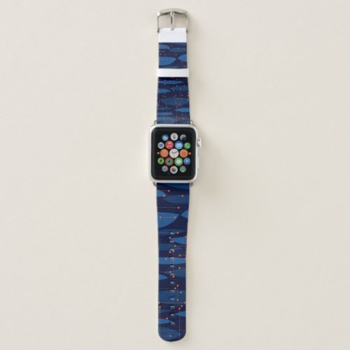 Mid_Century Blue Atomic Seamless Pattern Apple Watch Band