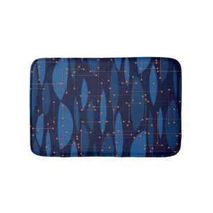 Mid-Century Blue Atomic Seamless Pattern Bath Mat