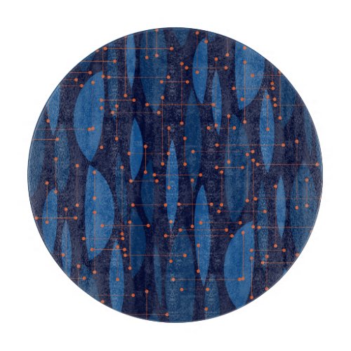Mid_Century Blue Atomic Seamless Pattern Cutting Board