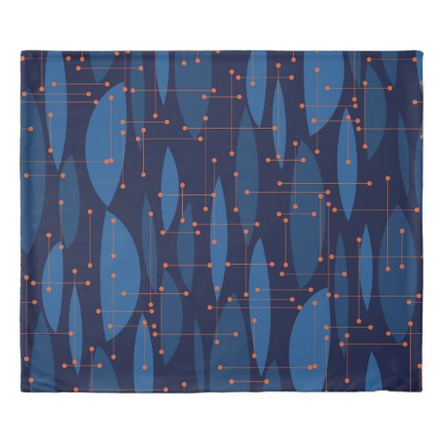Mid_Century Blue Atomic Seamless Pattern Duvet Cover