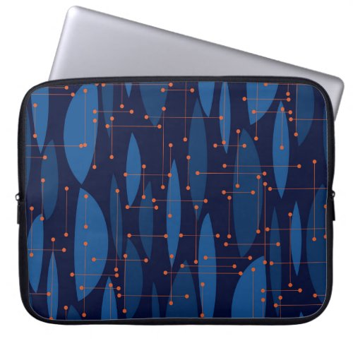 Mid_Century Blue Atomic Seamless Pattern Laptop Sleeve