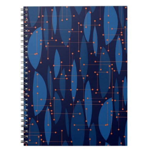 Mid_Century Blue Atomic Seamless Pattern Notebook