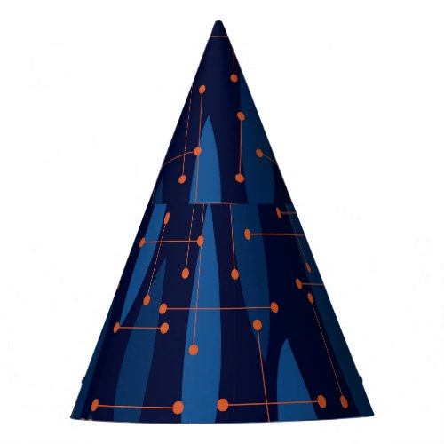 Mid_Century Blue Atomic Seamless Pattern Party Hat