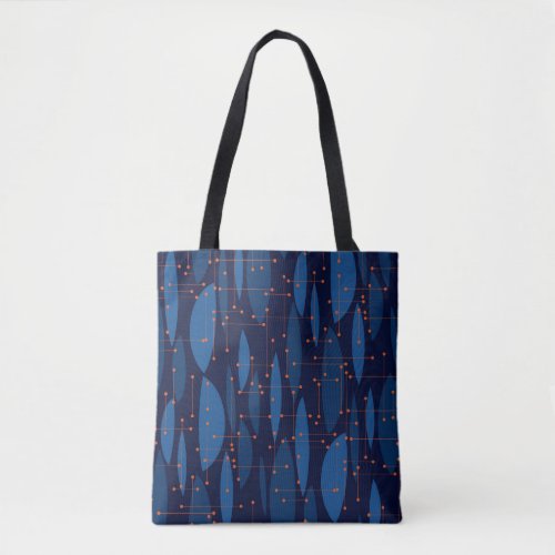 Mid_Century Blue Atomic Seamless Pattern Tote Bag