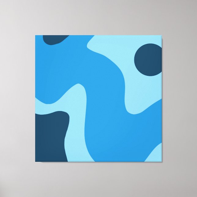 Mid Century Blue Deep Water Abstract Design Canvas (Front)