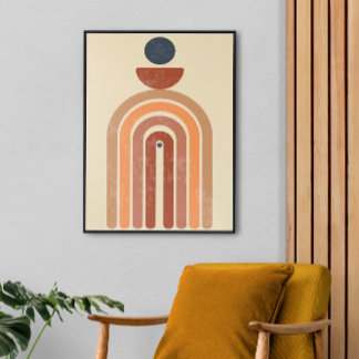 Mid Century Boho Art, Stretched Large Finished Canvas Print
