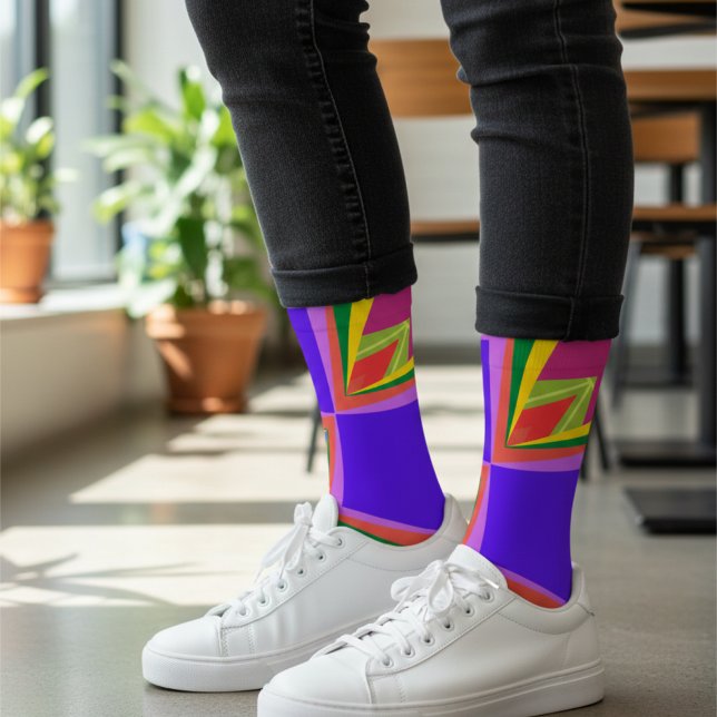Mid-Century Bold Geometric Abstract Retro Pattern Socks (Creator Uploaded)