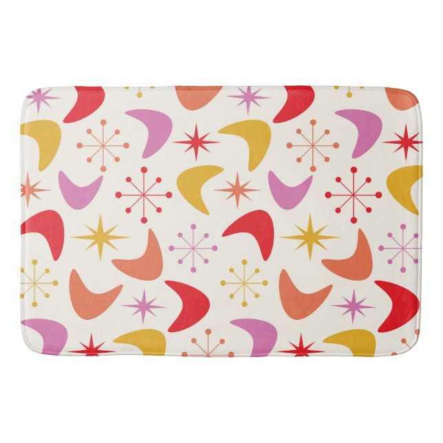 Mid Century Boomerang with Atomic Starbursts  Bath Mat (Front)