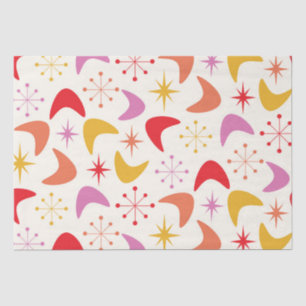 Mid Century Boomerang with Colorful Atomic Stars Tissue Paper