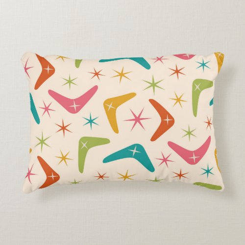 Mid Century Boomerang with Retro starbursts  Accent Pillow