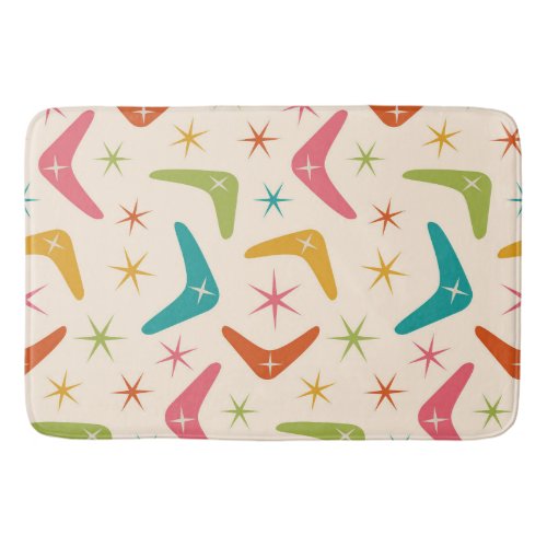 Mid Century Boomerang with Retro Starbursts  Bath Mat