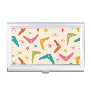 Mid Century Boomerang with Retro starbursts  Business Card Case