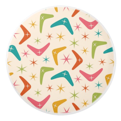 Mid Century Boomerang with Retro starbursts  Ceramic Knob