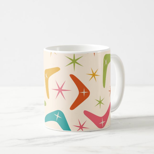 Mid Century Boomerang with Retro starbursts  Coffee Mug (Front Right)