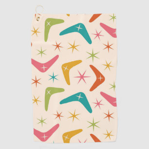 Mid Century Boomerang with Retro starbursts Golf Towel