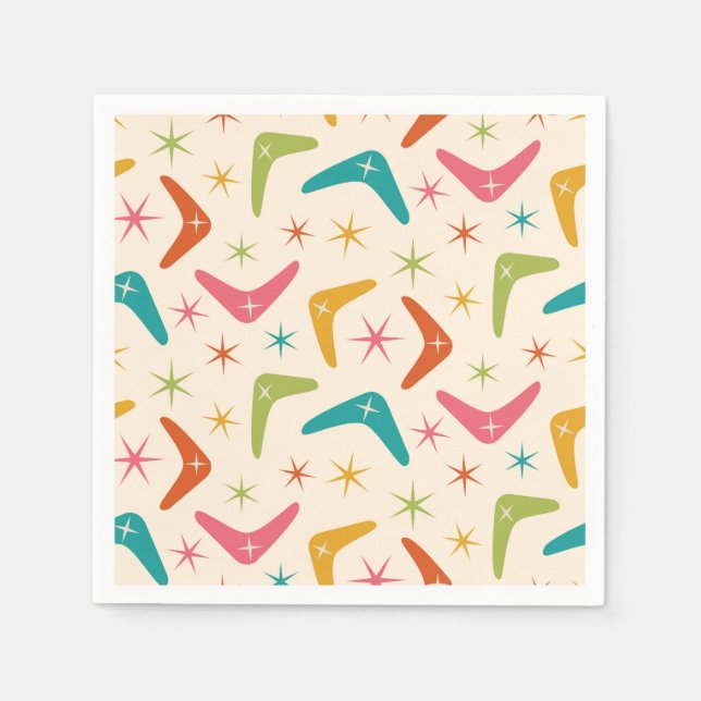 Mid Century Boomerang with Retro Starbursts  Napkins (Front)