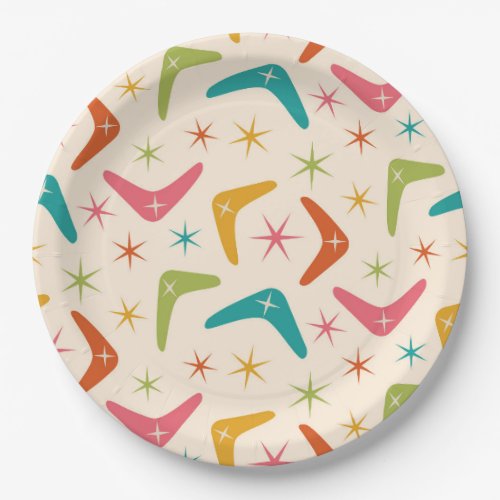 Mid Century Boomerang with Retro Starbursts  Paper Plates