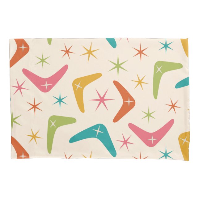 Mid Century Boomerang with Retro Starbursts  Pillow Case (Front)