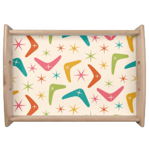 Mid Century Boomerang with Retro starbursts Serving Tray
