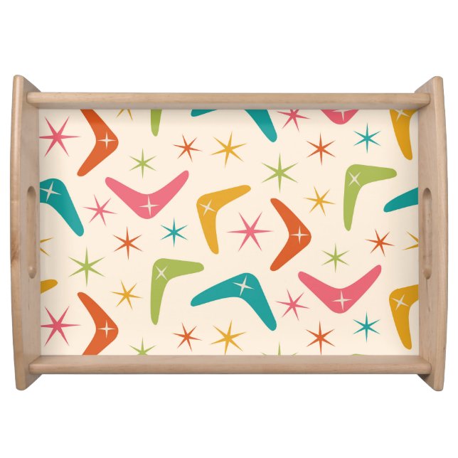 Mid Century Boomerang with Retro starbursts  Serving Tray (Front)