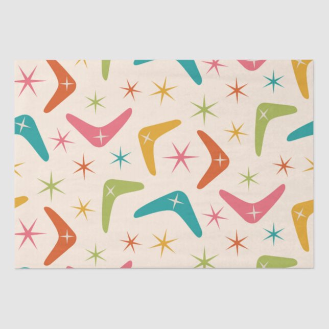 Mid Century Boomerang with Retro Starbursts  Tissue Paper (Front)