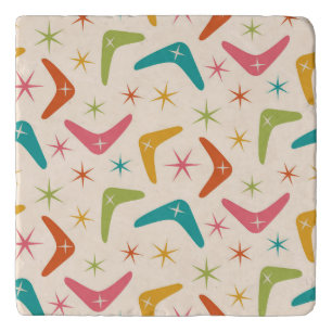 Mid Century Boomerang with Retro starbursts Trivet