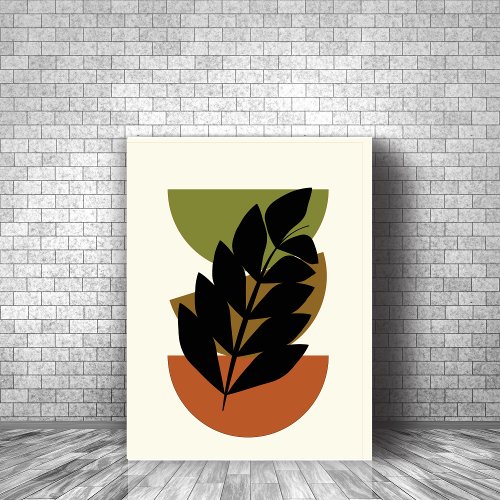 Mid Century Botanical Abstract Boho  Faux Canvas Print