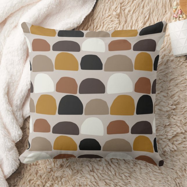 Mid Century Botanical Abstract Terracotta Boho    Throw Pillow (Blanket)