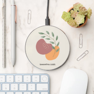 Mid Century Botanical Abstract Terracotta Boho Wireless Charger