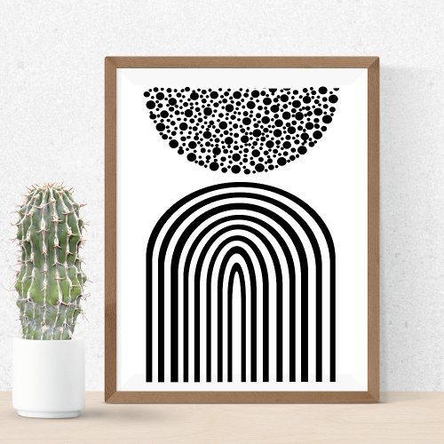 Mid Century Botanical Black  White Arch Poster